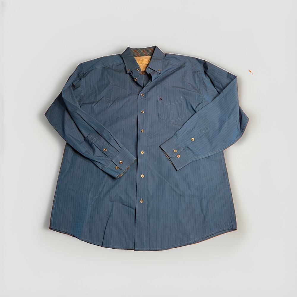Panhandle Shirt Mens Large Blue Stripe Tuf Cooper Long Sleeve Button-Down